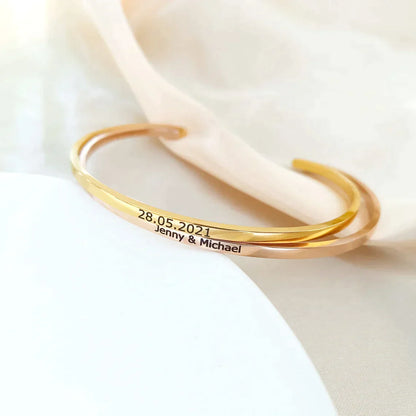 Personalized Engraved Bracelet,Stacking Bracelets,Hidden Message Engraved Bracelet,Name Bracelet, Coordinate Bracelet,Gift For Her